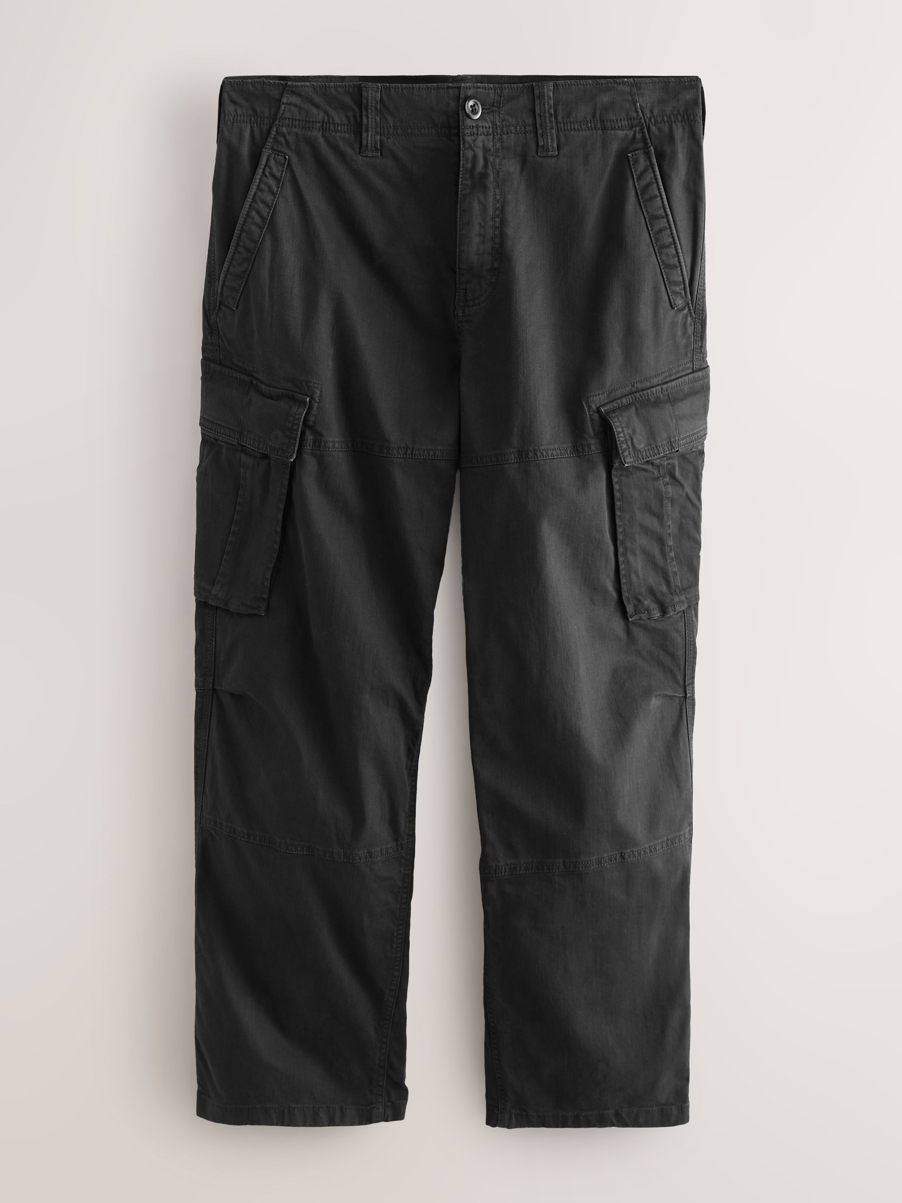 Buy Black Relaxed Fit Authentic Washed Cotton Rich Cargo Trousers