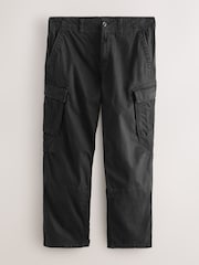 Black Relaxed Fit Authentic Washed Cotton Rich Cargo Trousers With Stretch - Image 7 of 11