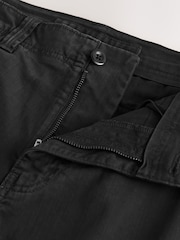 Black Relaxed Fit Authentic Washed Cotton Rich Cargo Trousers With Stretch - Image 8 of 11