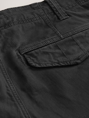 Black Relaxed Fit Authentic Washed Cotton Rich Cargo Trousers With Stretch - Image 9 of 11