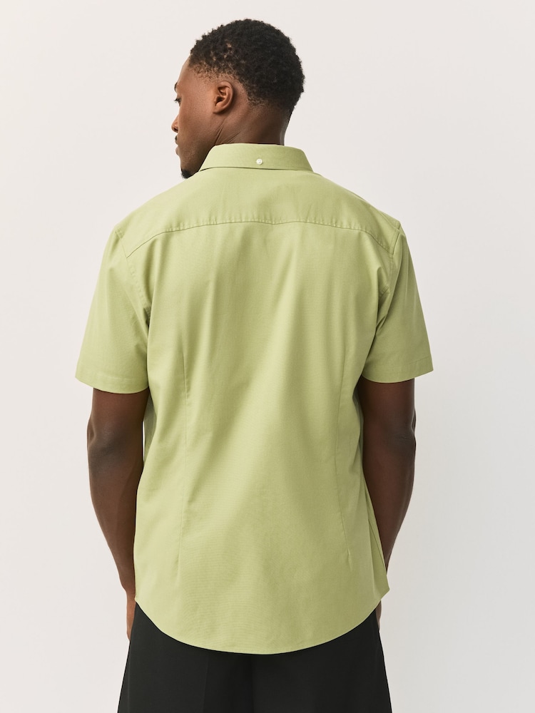 Green Stretch Oxford Short Sleeve Shirt - Image 2 of 6 Green Stretch Oxford Short Sleeve Shirt - Image 2 of 6