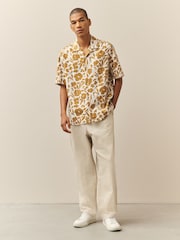 Yellow Floral Print Short Sleeve Shirt - Image 4 of 9