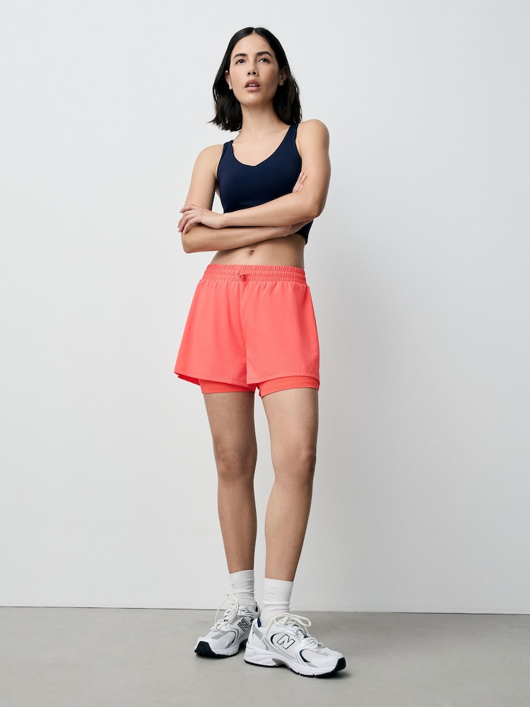 Coral Pink Sports Run Shorts - Image 2 of 10