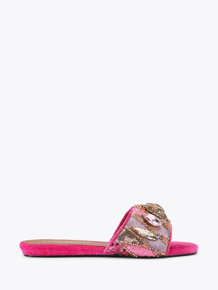 Kurt Geiger London Gold Chelsea Flat Sandals - Image 2 of 5 Kurt Geiger London Gold Chelsea Flat Sandals - Image 2 of 5