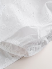 White Broiderie Woven Baby Dress With Intergrated Bodysuit (0mths-2yrs) - Image 6 of 8