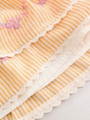 برتقالي مقلم - طقم 2 قطعة من فستان وسروال داخلي منسوج للبيبي (0 شهر - 2 سنتين) - صورة 11 من 12