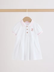 Pink White Short Sleeve Baby Dresses 2 Pack (0mths-3yrs) - Image 4 of 9