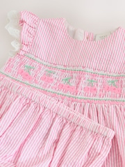 Pink Stripe Woven Baby Dress and Knickers Set 2 Piece (0mths-2yrs) - Image 7 of 9