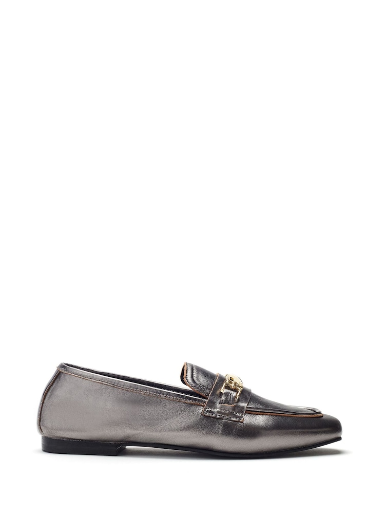 Moda in Pelle Grey Earley Square Toe Snaffle Loafers - Image 1 of 4 Moda in Pelle Grey Earley Square Toe Snaffle Loafers - Image 1 of 4
