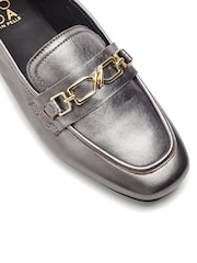 Moda in Pelle Grey Earley Square Toe Snaffle Loafers - Image 4 of 4