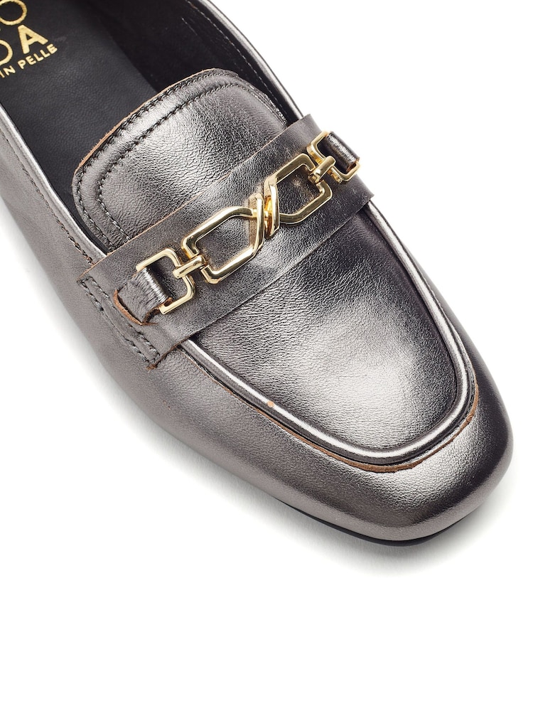 Moda in Pelle Grey Earley Square Toe Snaffle Loafers - Image 4 of 4 Moda in Pelle Grey Earley Square Toe Snaffle Loafers - Image 4 of 4