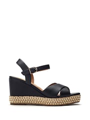 Moda in Pelle Janeen Ball Trim Mid Height Square Toe Comfort Wedge Sandals - Image 1 of 4