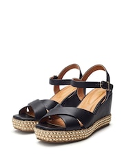 Moda in Pelle Janeen Ball Trim Mid Height Square Toe Comfort Wedge Sandals - Image 2 of 4