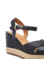 Moda in Pelle Janeen Ball Trim Mid Height Square Toe Comfort Wedge Sandals - Image 4 of 4