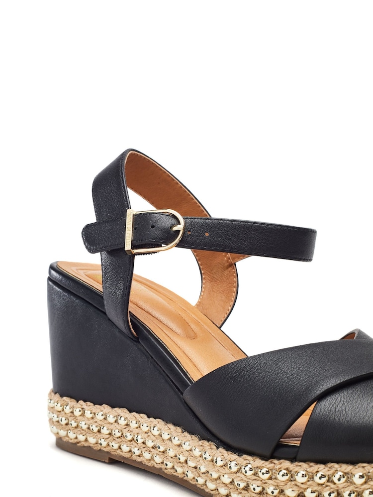 Moda in Pelle Janeen Ball Trim Mid Height Square Toe Comfort Wedge Sandals - Image 4 of 4