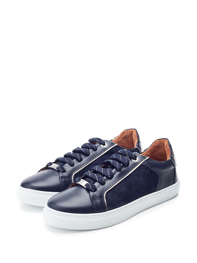 Moda in Pelle Blue Ales Trim Detailing Slim Sole Trainers - Image 2 of 4 Moda in Pelle Blue Ales Trim Detailing Slim Sole Trainers - Image 2 of 4