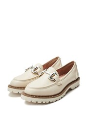 Moda in Pelle Ettalee Matte Snaffle Trim Comfort Cleated White Loafers - Image 2 of 4