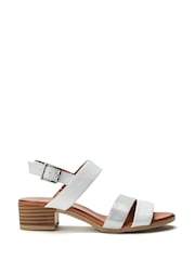 Blanco - Moda in Pelle Kala Asymetric Bajo Block Heel Sandals - Imagen 1 de 4