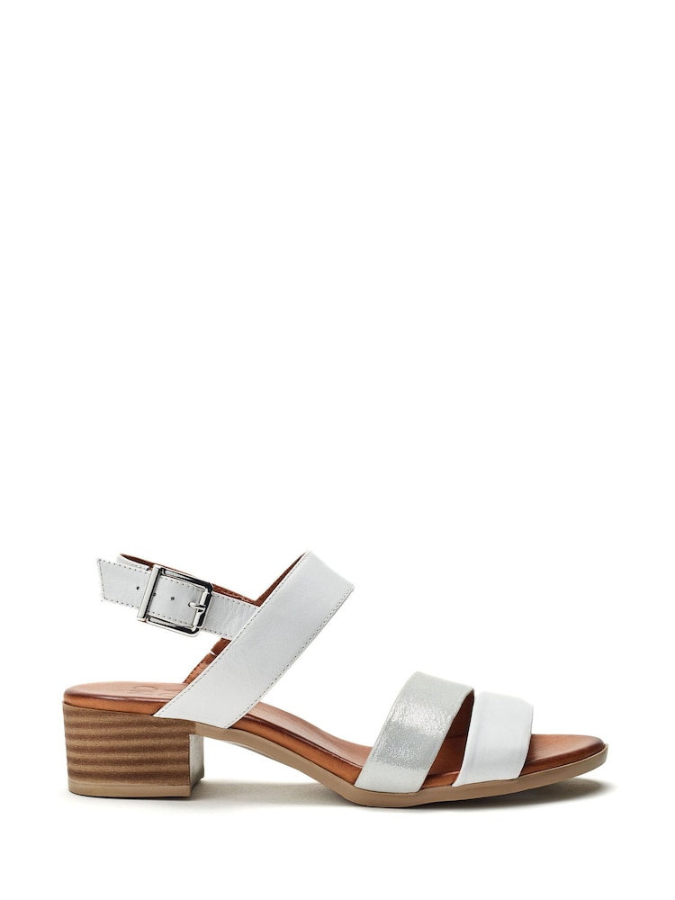 Blanco - Moda in Pelle Kala Asymetric Bajo Block Heel Sandals - Imagen 1 de 4
