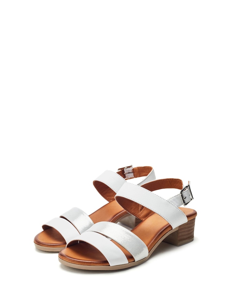 Blanco - Moda in Pelle Kala Asymetric Bajo Block Heel Sandals - Imagen 2 de 4