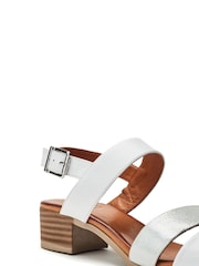 Blanco - Moda in Pelle Kala Asymetric Bajo Block Heel Sandals - Imagen 3 de 4