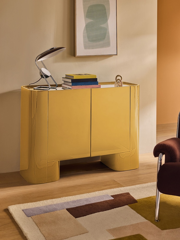 MADE.COM Cumin Yellow Gloss Kain Small Sideboard - Image 1 of 5 MADE.COM Cumin Yellow Gloss Kain Small Sideboard - Image 1 of 5