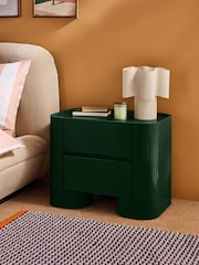 MADE.COM Dark Green Gloss Kain Bedside Table - Image 1 of 5