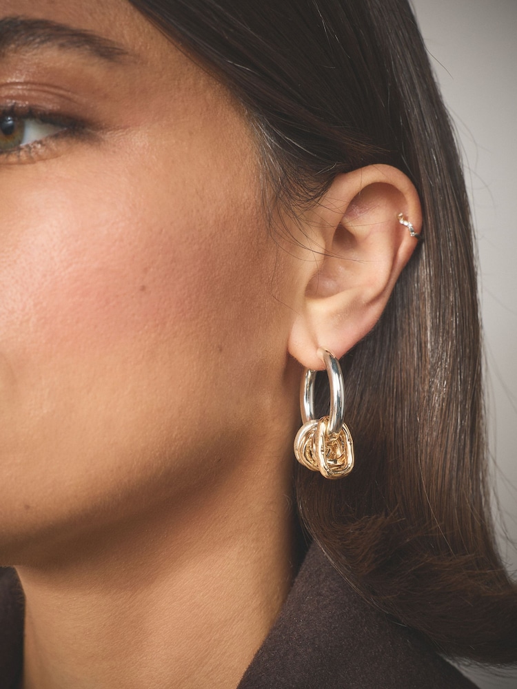 Gold/Silver Mixed Metal Hoop Earrings - Image 1 of 5 Gold/Silver Mixed Metal Hoop Earrings - Image 1 of 5