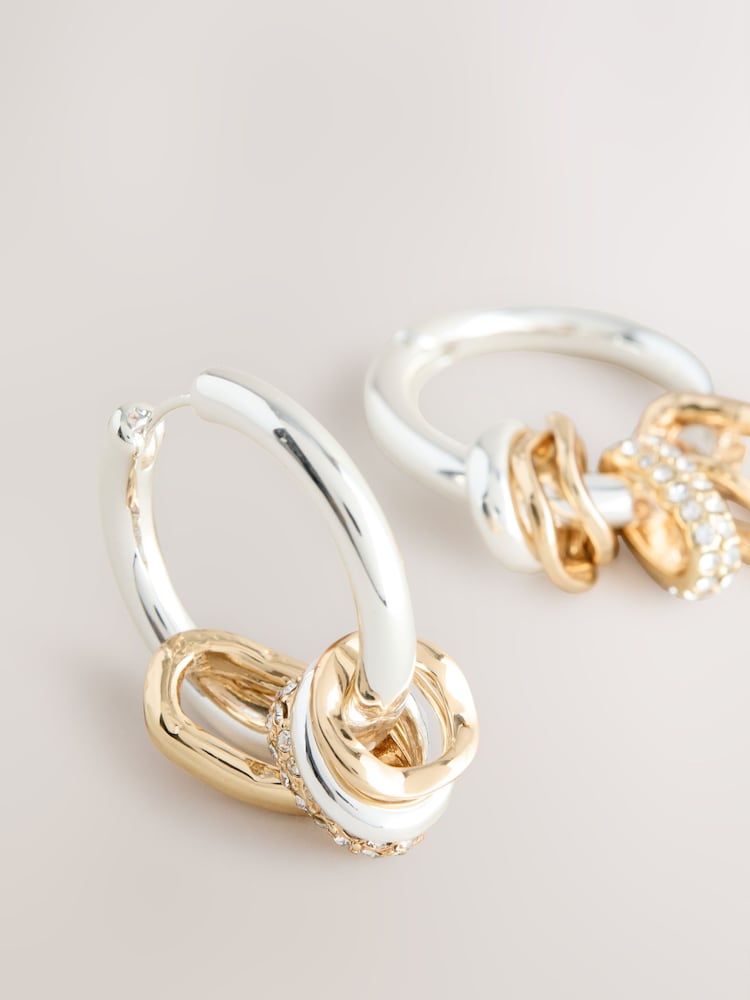 Gold/Silver Mixed Metal Hoop Earrings - Image 5 of 5 Gold/Silver Mixed Metal Hoop Earrings - Image 5 of 5
