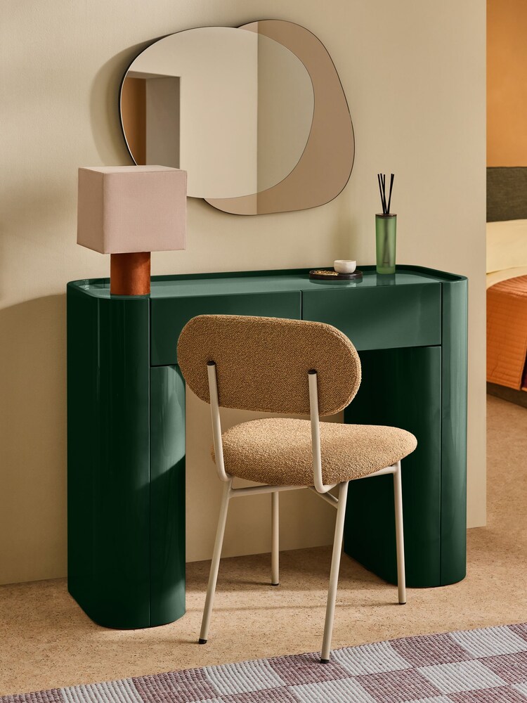 MADE.COM Dark Green Gloss Kain 2 Drawer Console Dressing Table - Image 1 of 5 MADE.COM Dark Green Gloss Kain 2 Drawer Console Dressing Table - Image 1 of 5