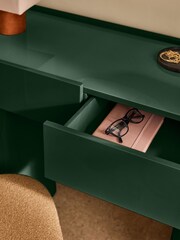 MADE.COM Dark Green Gloss Kain 2 Drawer Console Dressing Table - Image 2 of 5