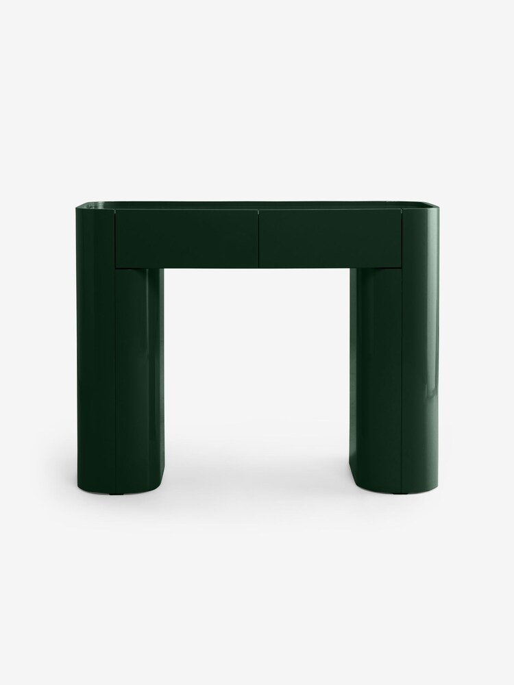 MADE.COM Dark Green Gloss Kain 2 Drawer Console Dressing Table - Image 5 of 5 MADE.COM Dark Green Gloss Kain 2 Drawer Console Dressing Table - Image 5 of 5