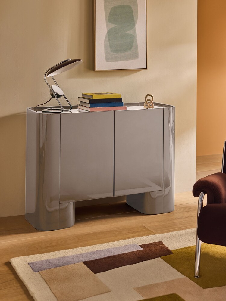 MADE.COM Mushroom Grey Gloss Kain Small Sideboard - Image 1 of 5 MADE.COM Mushroom Grey Gloss Kain Small Sideboard - Image 1 of 5