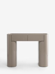 MADE.COM Mushroom Grey Gloss Kain 2 Drawer Console Dressing Table - Image 1 of 2
