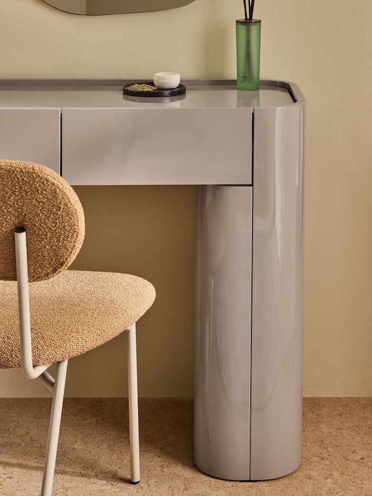 Buy MADE.COM Mushroom Grey Gloss Kain 2 Drawer Console Dressing Table from the Next UK online shop