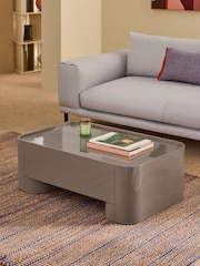 MADE.COM Mushroom Grey Gloss Kain Storage Coffee Table - Image 1 of 4