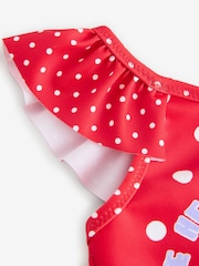 Röd prickig blomma - Cath Kidston baddräkt med volang (3mån–7år) - Bild 6 av 6