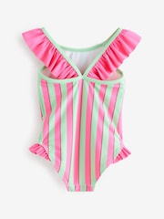 Pink/Green Stripe Panda Frill Swimsuit (3mths-7yrs) - Image 2 of 5