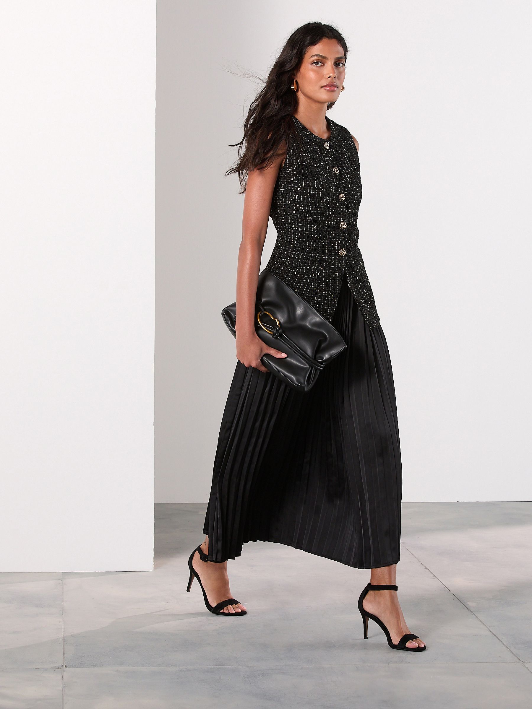 Buy Black Occasion 2-in-1 Tweed Waistcoat Dress from Next Canada