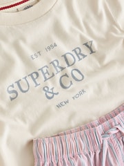 Superdry White/Pink Lounge Shorts Set - Image 7 of 10