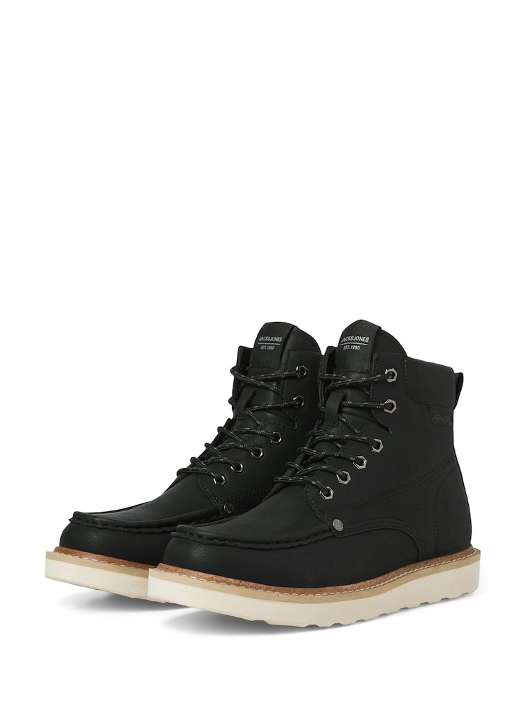 JACK & JONES Black Archway Moc Boots - Image 2 of 3 JACK & JONES Black Archway Moc Boots - Image 2 of 3