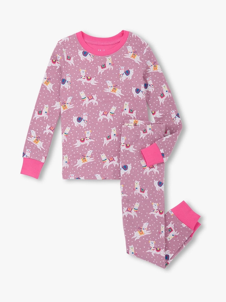 Hatley Pink Dancing Alpacas Cotton Pyjamas Set - Image 1 of 3 Hatley Pink Dancing Alpacas Cotton Pyjamas Set - Image 1 of 3