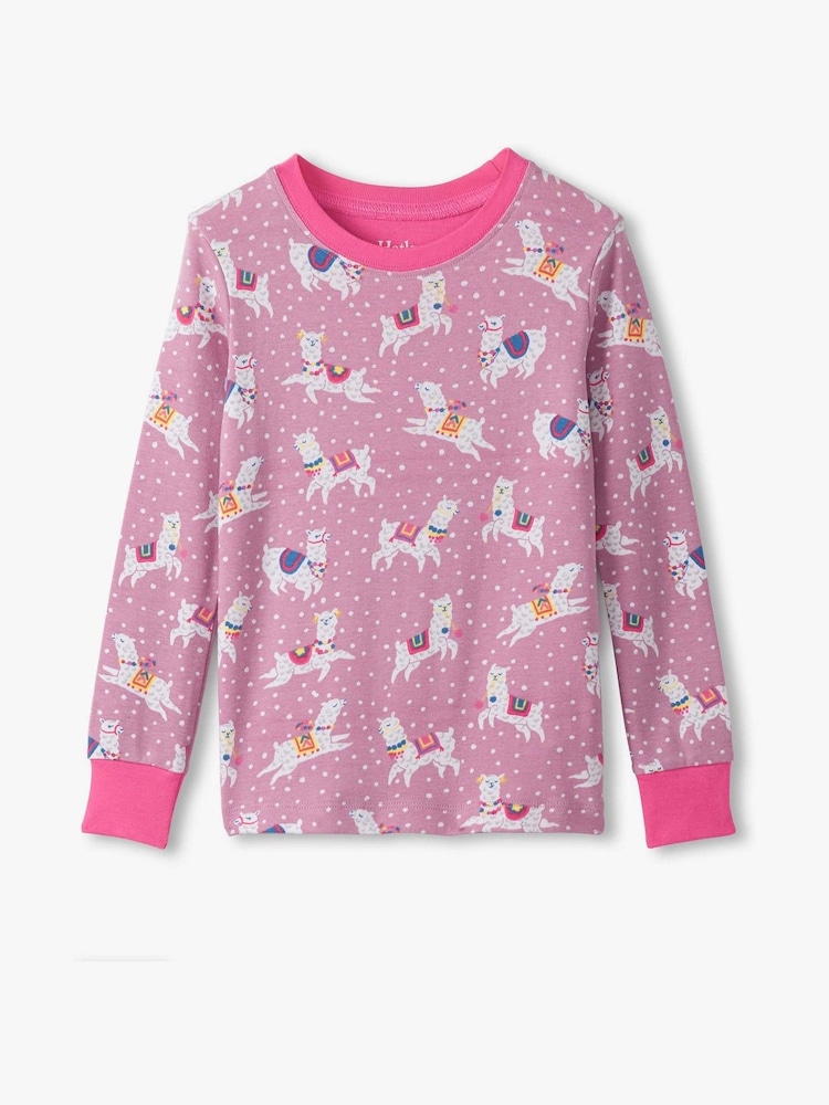 Hatley Pink Dancing Alpacas Cotton Pyjamas Set - Image 2 of 3 Hatley Pink Dancing Alpacas Cotton Pyjamas Set - Image 2 of 3