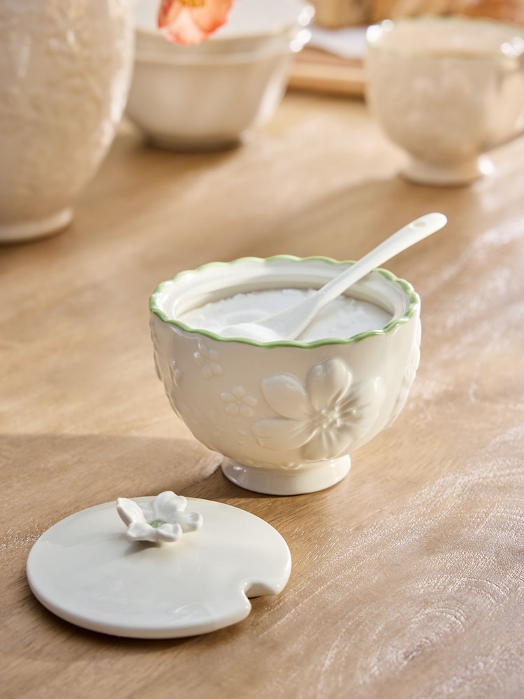 Natural Rosa Floral Sugar Pot - Image 2 of 4 Natural Rosa Floral Sugar Pot - Image 2 of 4