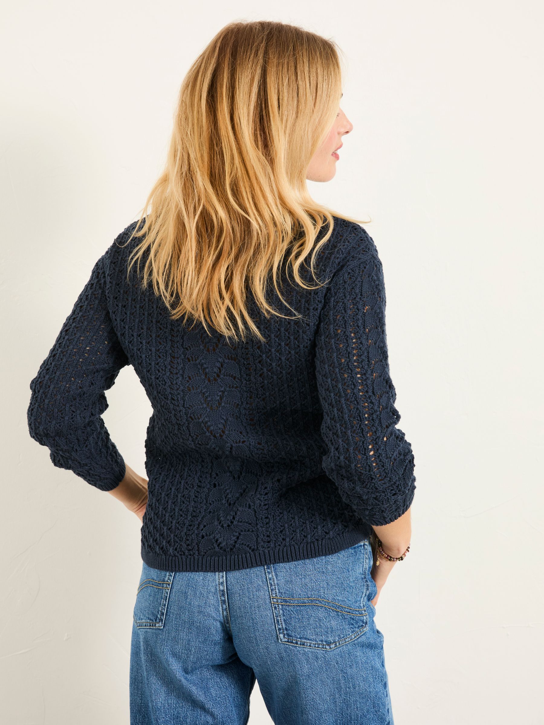 Buy FatFace Cameron Navy Knitted Textured Jumper from the Next UK
