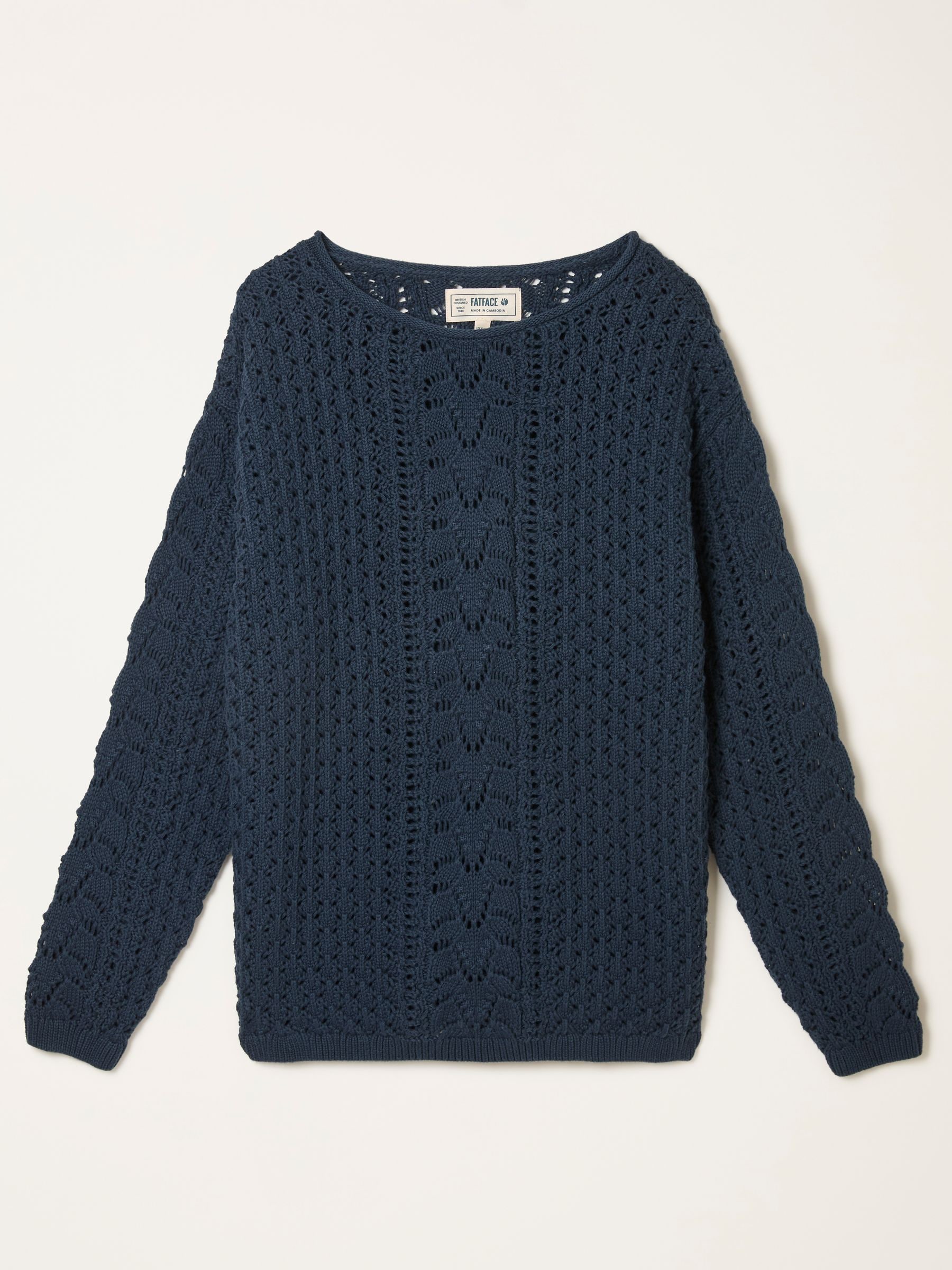 Buy FatFace Cameron Navy Knitted Textured Jumper from the Next UK