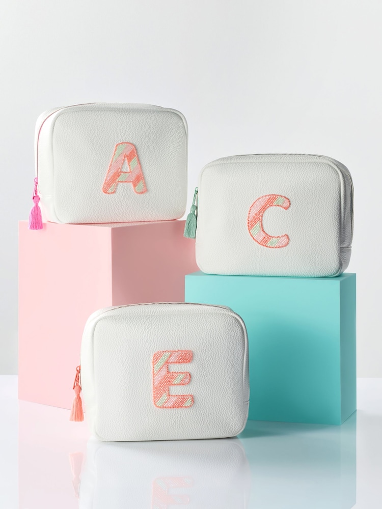 White Alphabet Makeup Bag - Image 1 of 3