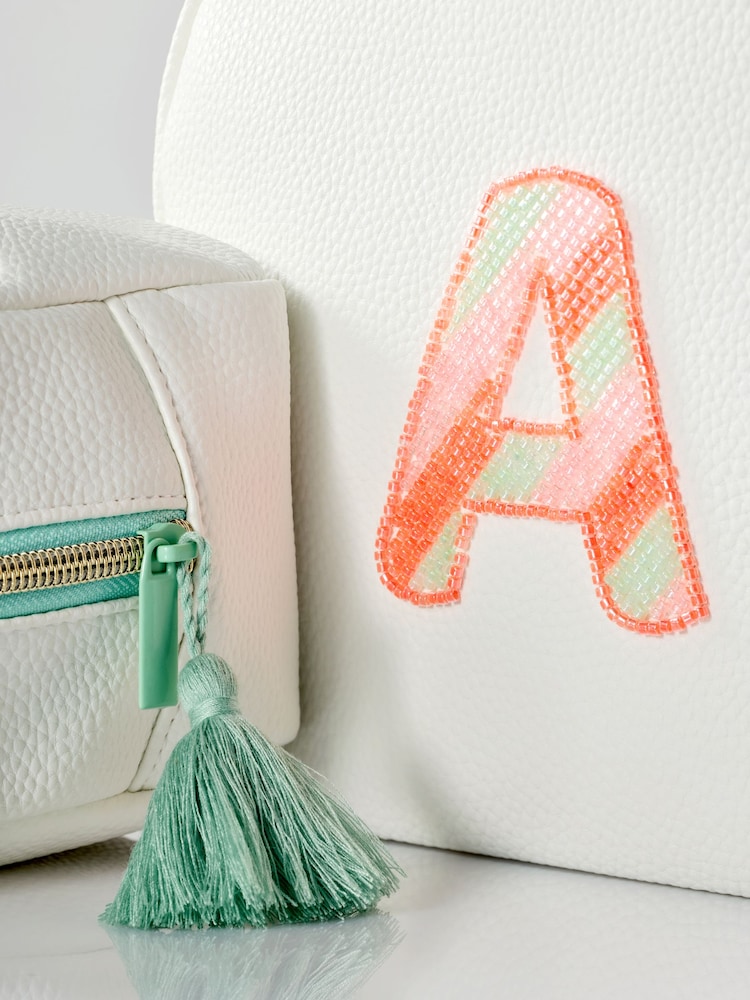 White Alphabet Makeup Bag - Image 2 of 3