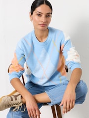 Hellblau - FatFace Knitted Argyle Jumper - Bild 5 von 6