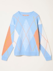 Hellblau - FatFace Knitted Argyle Jumper - Bild 6 von 6